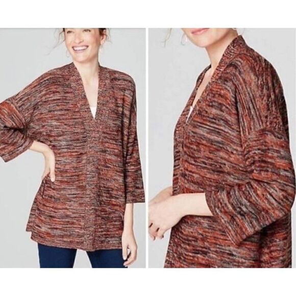 J.Jill Sweater Women Small Purejill Campari Marled Knit Red Black Oversize Boxy - Picture 1 of 13